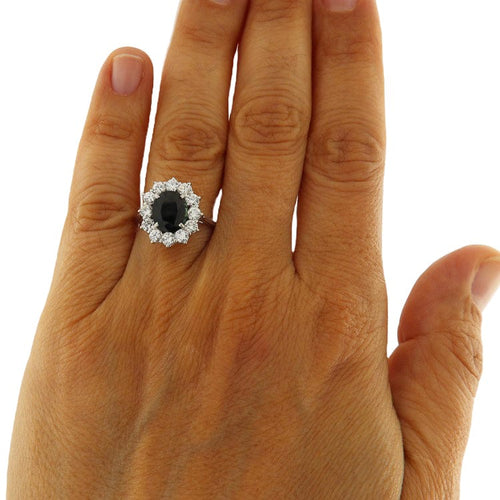 Bague Bague en or blanc 18 carats avec saphir 2,70 ct et diamants 58 Facettes G3758