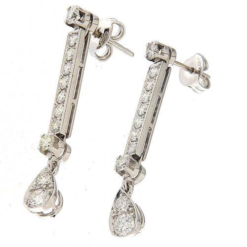 Boucles d'oreilles Boucles d’oreilles pendantes vintage en or blanc 18 kt et diamants 58 Facettes G3774