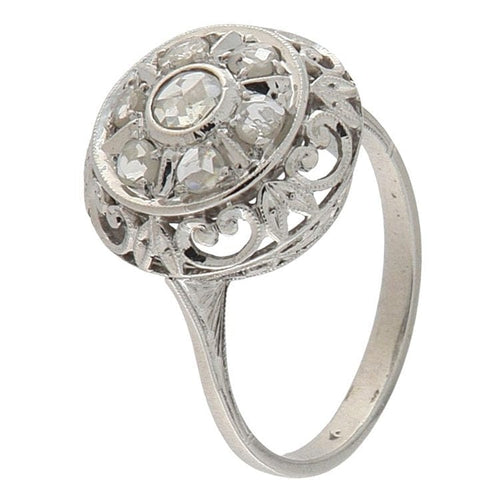 Bague 51 Bague vintage en or blanc 18 kt avec diamant taille rose 0,15 ct 58 Facettes G3781