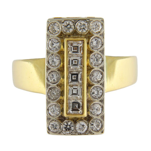 Bague 54.5 Bague vintage en or jaune 18 kt avec diamants 0,93 ct 58 Facettes G3789