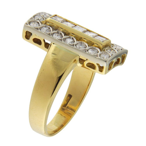 Bague 54.5 Bague vintage en or jaune 18 kt avec diamants 0,93 ct 58 Facettes G3789