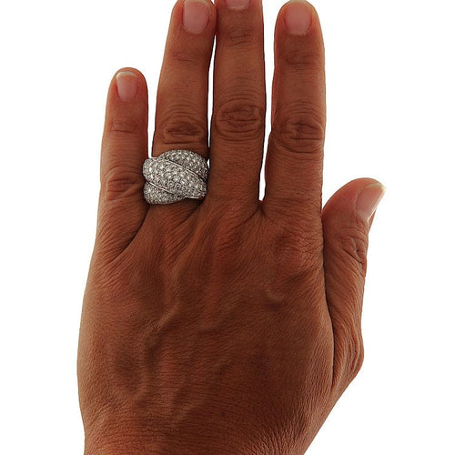 Bague 54 Bague en or blanc 18 carats pavée de diamants 4,51 ct 58 Facettes G3802