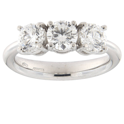 Bague 54 Bague trilogie en or blanc avec diamants taille brillant 2,12 ct 58 Facettes G3825