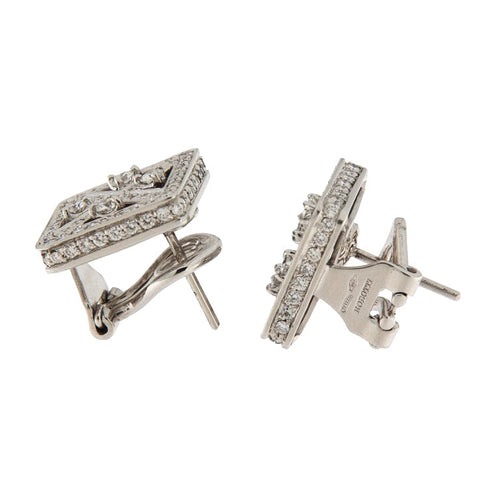 Boucles d'oreilles Boucles d’oreilles carrées vintage en or blanc 18 carats et diamants 2,54 ct 58 Facettes G3835