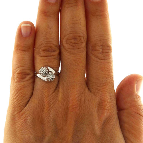 Bague 51.5 Bague contrariée vintage en or blanc 18 carats et diamants 58 Facettes G3840