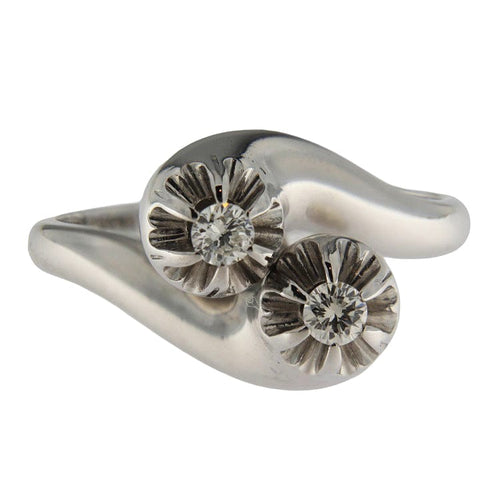 Bague 51.5 Bague contrariée vintage en or blanc 18 carats et diamants 58 Facettes G3840