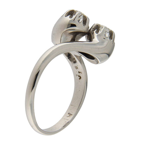 Bague 51.5 Bague contrariée vintage en or blanc 18 carats et diamants 58 Facettes G3840