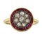 Bague 59.5 Bague vintage en or jaune 18 carats avec diamants taille rose et pierres rouges 58 Facettes G3841