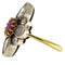 Bague 56 Bague vintage en or jaune 18 carats, argent, diamants et rubis 58 Facettes G3858