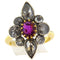 Bague 56 Bague vintage en or jaune 18 carats, argent, diamants et rubis 58 Facettes G3858