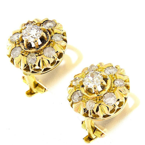 Boucles d'oreilles Boucles d’oreilles rondes en or jaune avec diamants 1,44 ct 58 Facettes G3868
