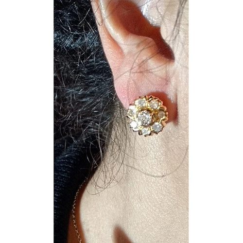 Boucles d'oreilles Boucles d’oreilles rondes en or jaune avec diamants 1,44 ct 58 Facettes G3868