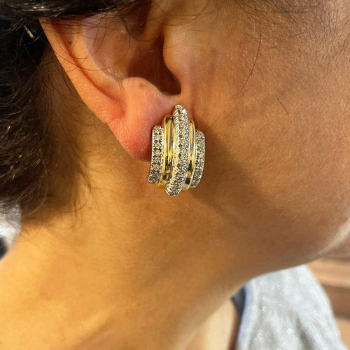 Boucles d'oreilles Boucles d’oreilles vintage - Or blanc et jaune 18 ct et diamants 1,36 ct 58 Facettes G3876