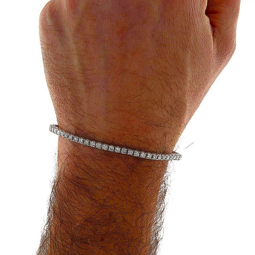 Bracelet Bracelet tennis homme en or blanc 18 kt avec diamants 5,04 ct 58 Facettes G3883