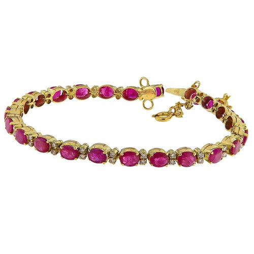 Bracelet Bracelet vintage en or jaune 18 ct avec diamants et rubis 58 Facettes G3886