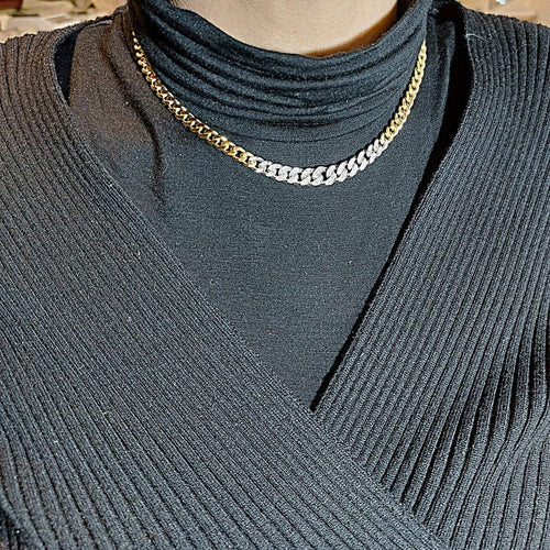 Collier Collier ras-de-cou vintage en or jaune et blanc 18 kt et diamants 58 Facettes G3887