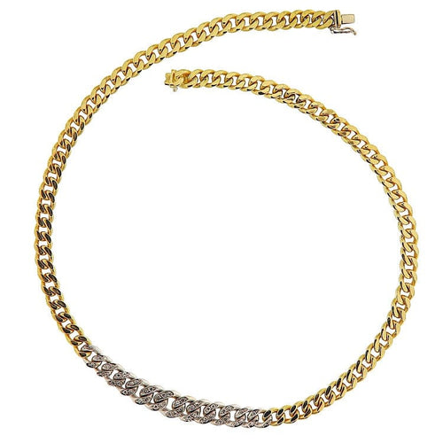 Collier Collier ras-de-cou vintage en or jaune et blanc 18 kt et diamants 58 Facettes G3887