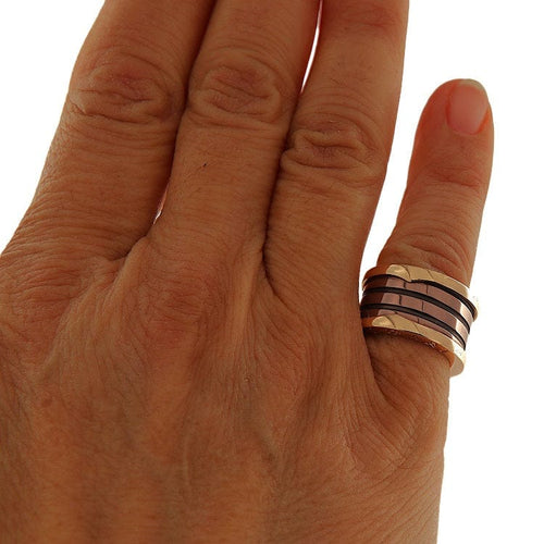 Bague Bvlgari B.zero1 - Bague en or rose et métal brun 58 Facettes G3892