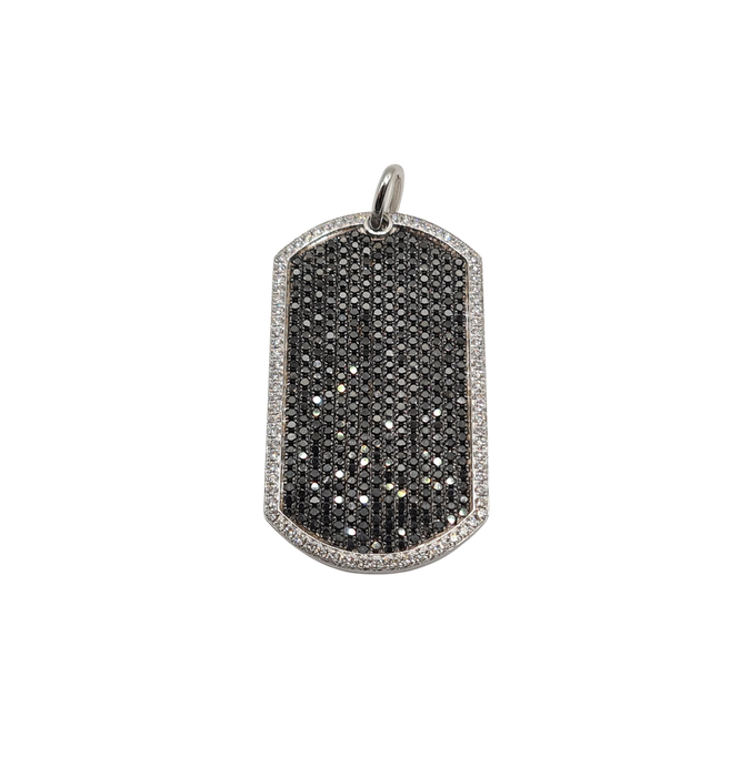 Pendentif or blanc serti de diamants noirs et blancs