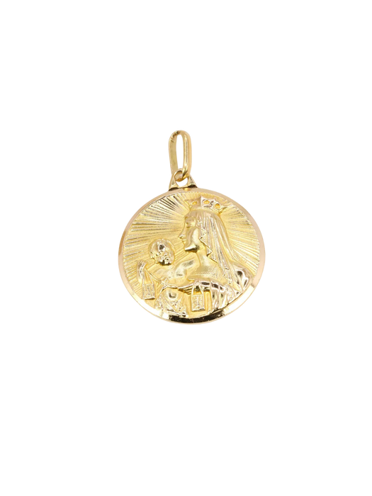 Médaille or jaune vintage recto verso notre dame du mont-carmel