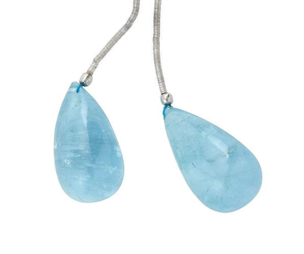 Paire de gouttes d’aigue-marine 39,29 carats 58 Facettes P136