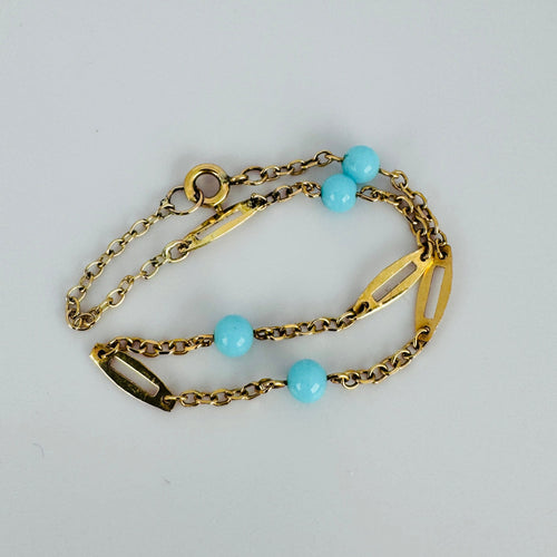 Bracelet Bracelet vintage en or 18 carats avec turquoises 58 Facettes 2601011