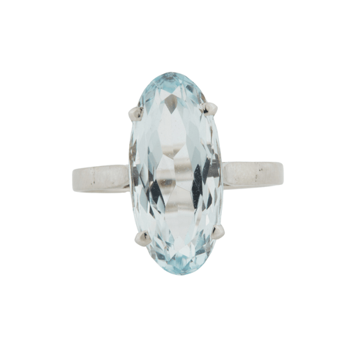 Bague 56 Bague Or Blanc - Aigue Marine 58 Facettes RÉF 3009/20