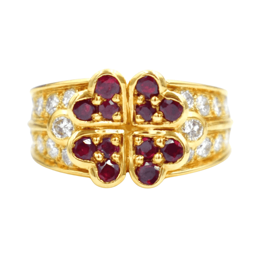 Boucheron ring - Gold ring with ruby ​​diamonds 58 Facettes