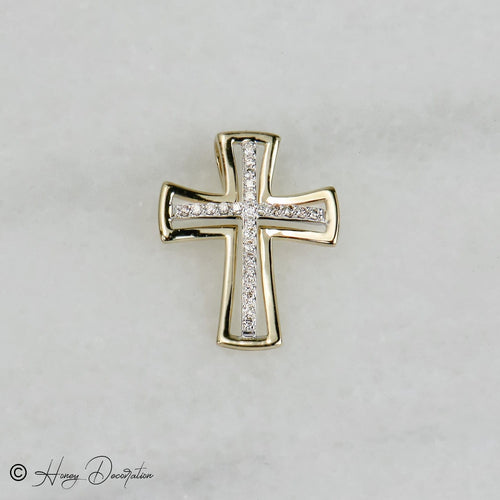 Pendentif Pendentif croix - Pendentif en or jaune 14 carats et diamants 58 Facettes 2459