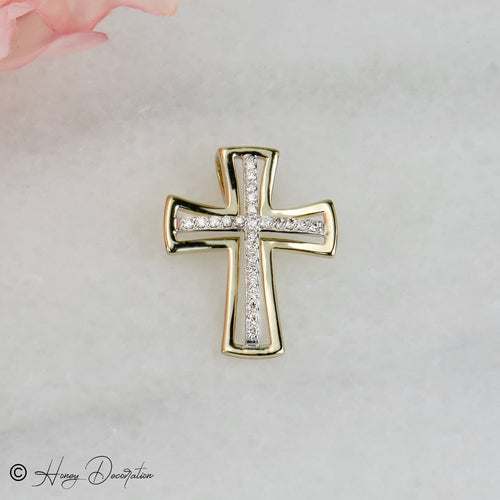 Pendentif Pendentif croix - Pendentif en or jaune 14 carats et diamants 58 Facettes 2459