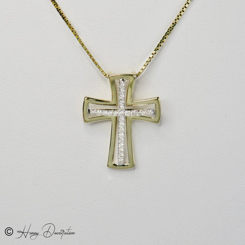 Pendentif Pendentif croix - Pendentif en or jaune 14 carats et diamants 58 Facettes 2459