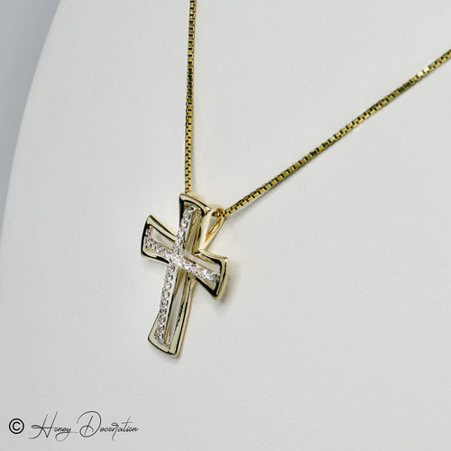 Pendentif Pendentif croix - Pendentif en or jaune 14 carats et diamants 58 Facettes 2459