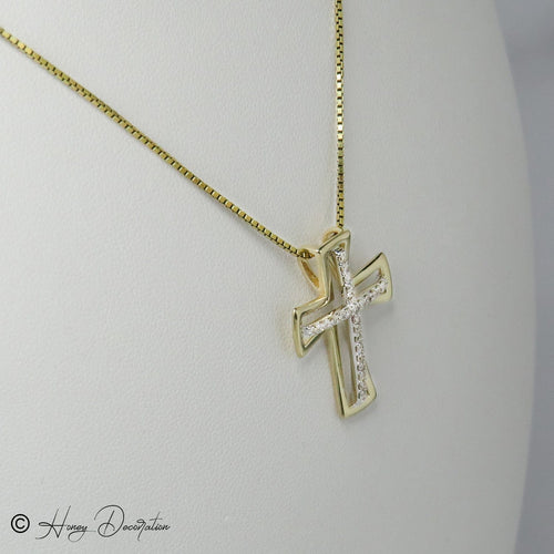 Pendentif Pendentif croix - Pendentif en or jaune 14 carats et diamants 58 Facettes 2459