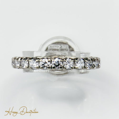 Bague 50 Bague mémoire en or blanc 750 et 22 diamants 58 Facettes 2525