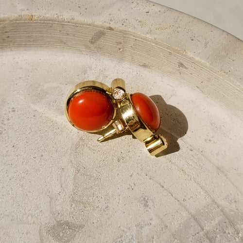 Boucles d'oreilles Boucles d'oreilles corail en or jaune 14 carats et diamants 58 Facettes 2660