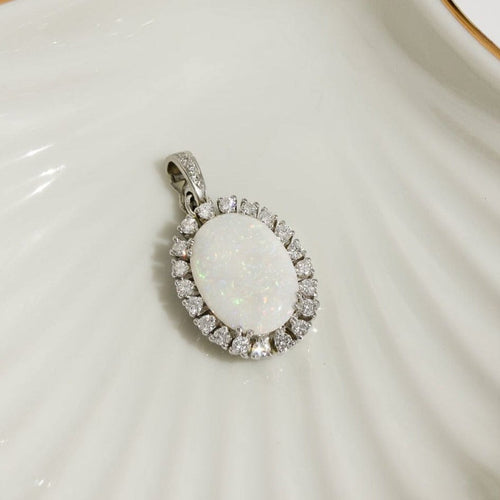 Pendentif Pendentif en platine avec boulder opale et diamants 58 Facettes 2842
