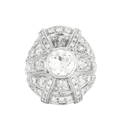 Ring 53 Art Deco style ring Diamond 1.55ct 58 Facettes 1972