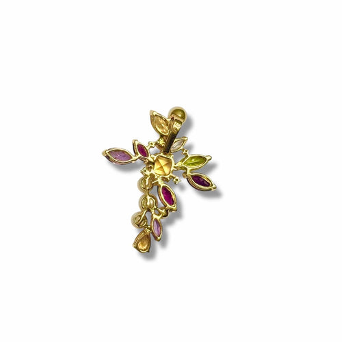 Pendentif Christian Lacroix - Pendentif croix multigemmes en or jaune 18K 58 Facettes REF2532-299