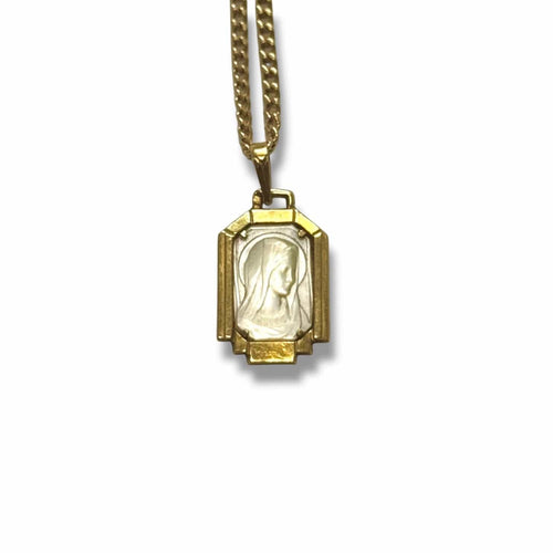 Pendentif Médaille religieuse Vierge en nacre en or jaune 18K 58 Facettes REF24066-229