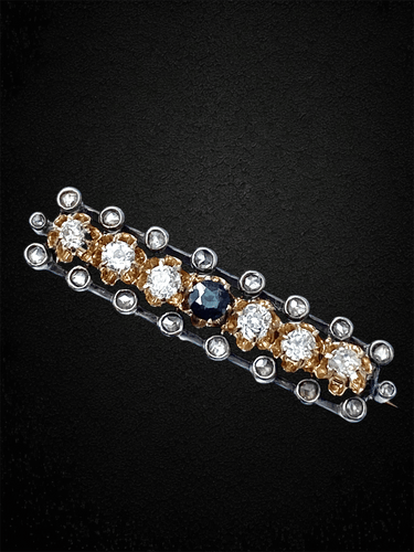 Broche Spilla Empire austro-hongrois avec diamants et saphir central 58 Facettes