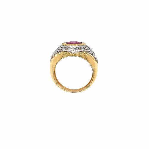 Bague 55 Bague vintage en or 18k avec rubis de Birmanie et diamants 58 Facettes
