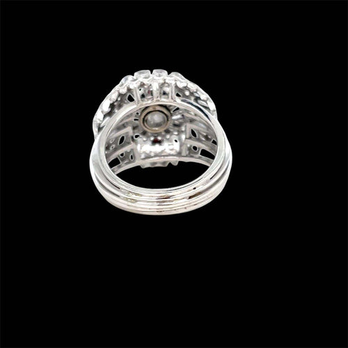 Bague 50 Bague bombe vintage en or blanc 18k et diamants 58 Facettes