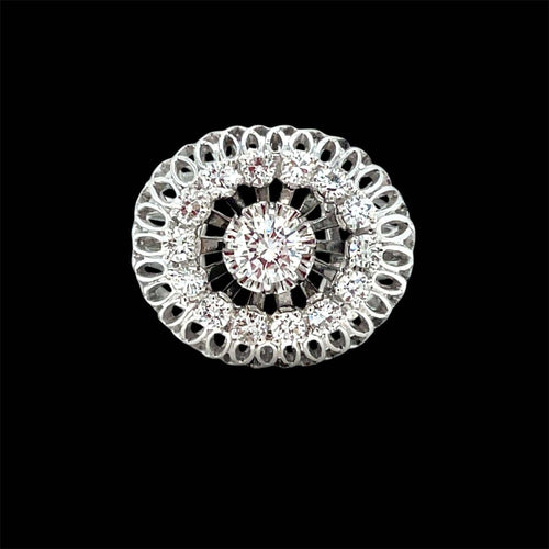 Bague 50 Bague bombe vintage en or blanc 18k et diamants 58 Facettes