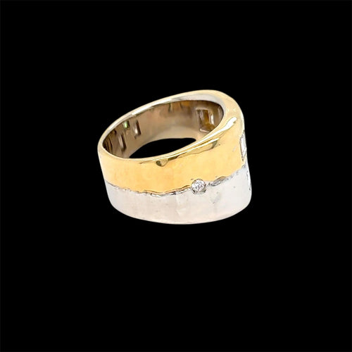 Bague 55 Faraone Gioielli - Bague bandeau en or jaune et blanc 18 kt et diamants 58 Facettes