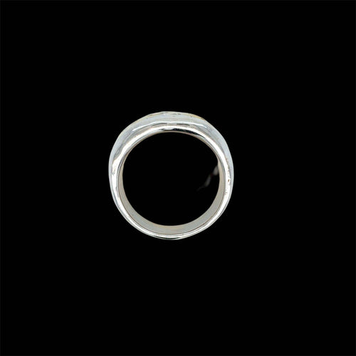 Bague 55 Faraone Gioielli - Bague bandeau en or jaune et blanc 18 kt et diamants 58 Facettes