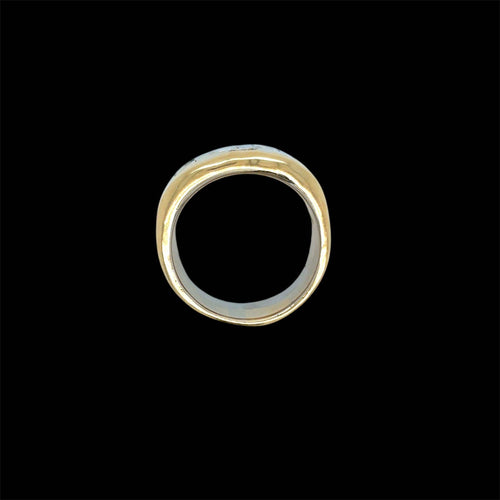 Bague 55 Faraone Gioielli - Bague bandeau en or jaune et blanc 18 kt et diamants 58 Facettes
