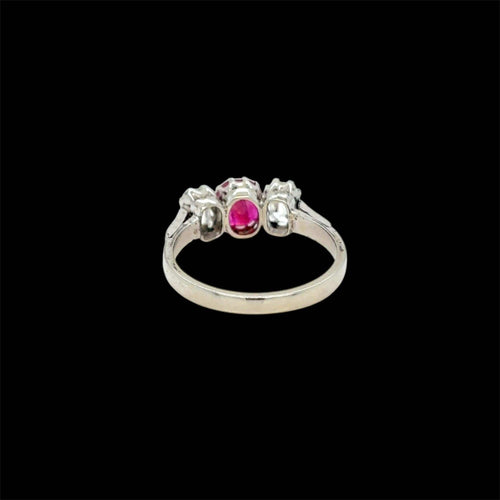 Bague Art déco - Bague trois pierres en or 18k rubis birman et diamants 58 Facettes