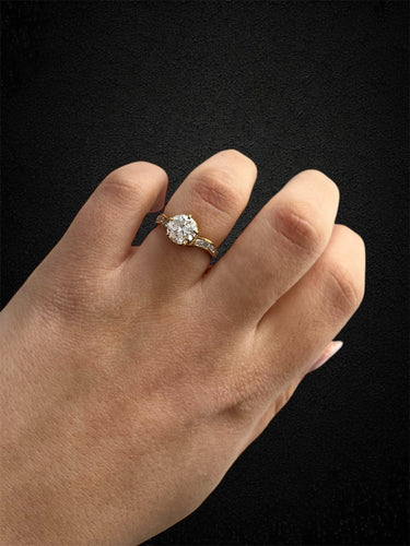 Bague 56 Bague de fiançailles en or jaune avec diamant 1,69 ct 58 Facettes