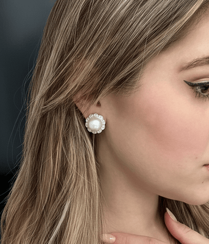 Boucles d'oreilles Boucles d'oreilles en platine 950 avec perles et diamants 58 Facettes
