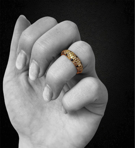 Bague 53 River - Bague en or jaune 18 ct avec saphirs et diamants 58 Facettes